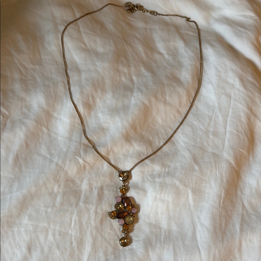 LOGO by Lori Goldstein Gold and Pink Floral Necklace